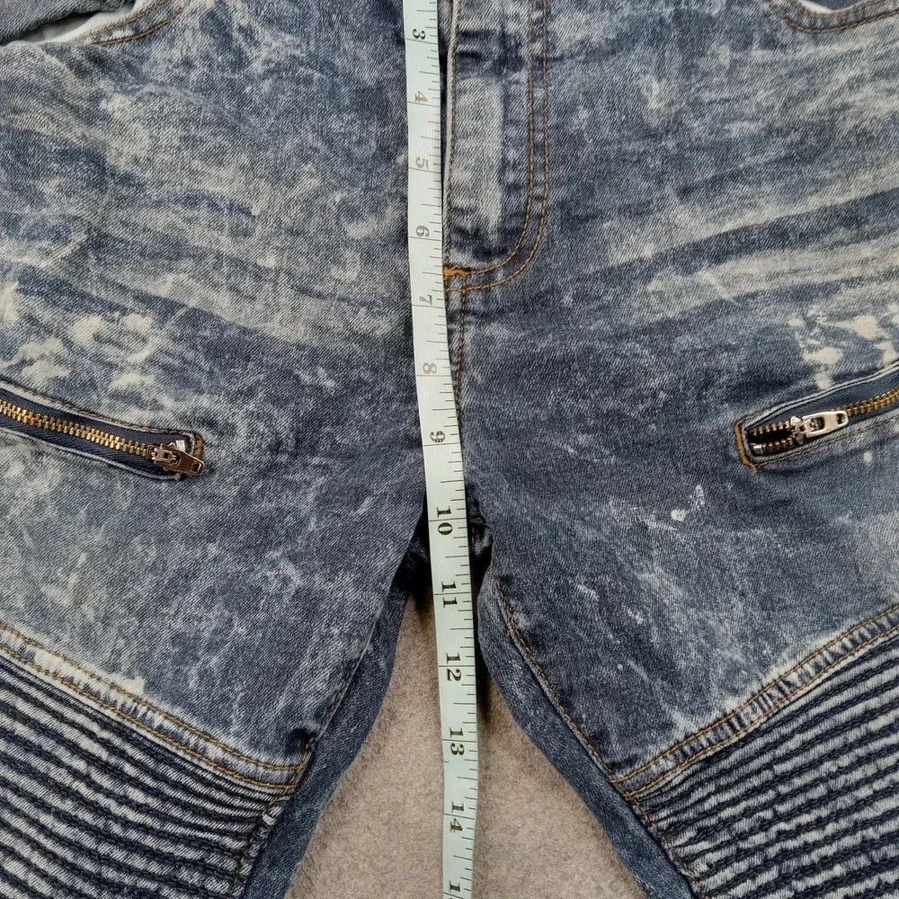 Akademiks Jeans Mens‎ 38x29 Jeanius Acid Wash Moto Biker Straight Stretch Denim